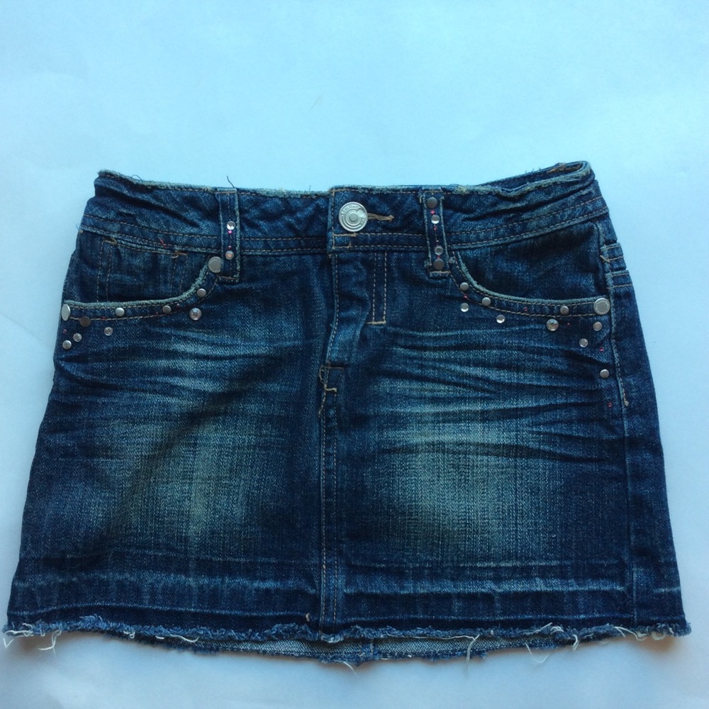 Limited too Girls Micro Mini Cut Off Blue Jean Skirt (skort) w/ Shorts Sz7